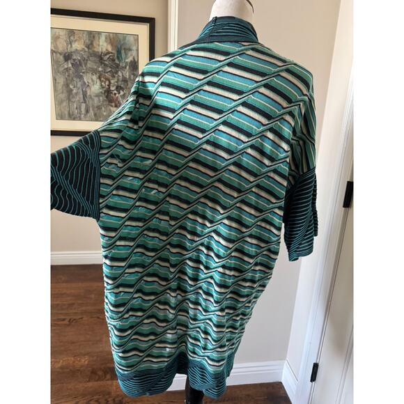 M Missoni Cocoon Open Cardigan Wool Blend Blue Black White SZ IT 44/8 NWOT - Picture 4 of 6